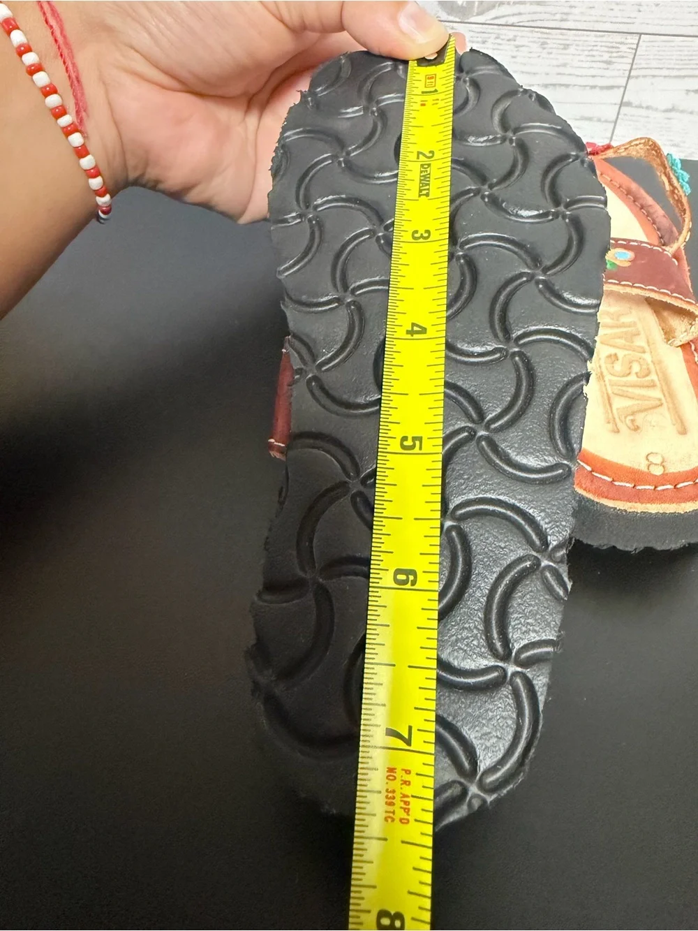 Kids Brown Leather Floral Sandals Size 8 Hand Painted Boho Slip On